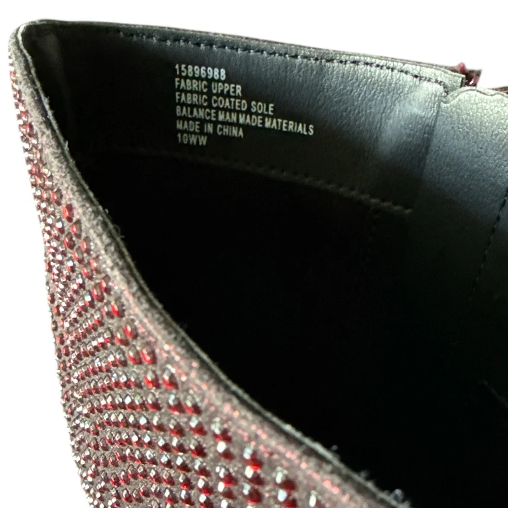 NWT Torrid Red Rhinestone Slouch Boots Size 10W Wide Pointed Toe Kitten Heel - Picture 3 of 11